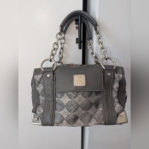 MCM Gray and Silver Harlequin Satchel with Dust Bag